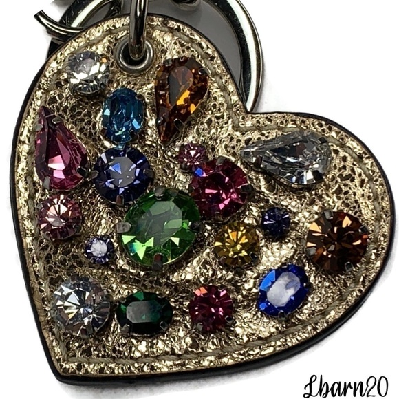 ❤️ Coach Multicolored Jewel Crystal HEART Keychain - Picture 2 of 6